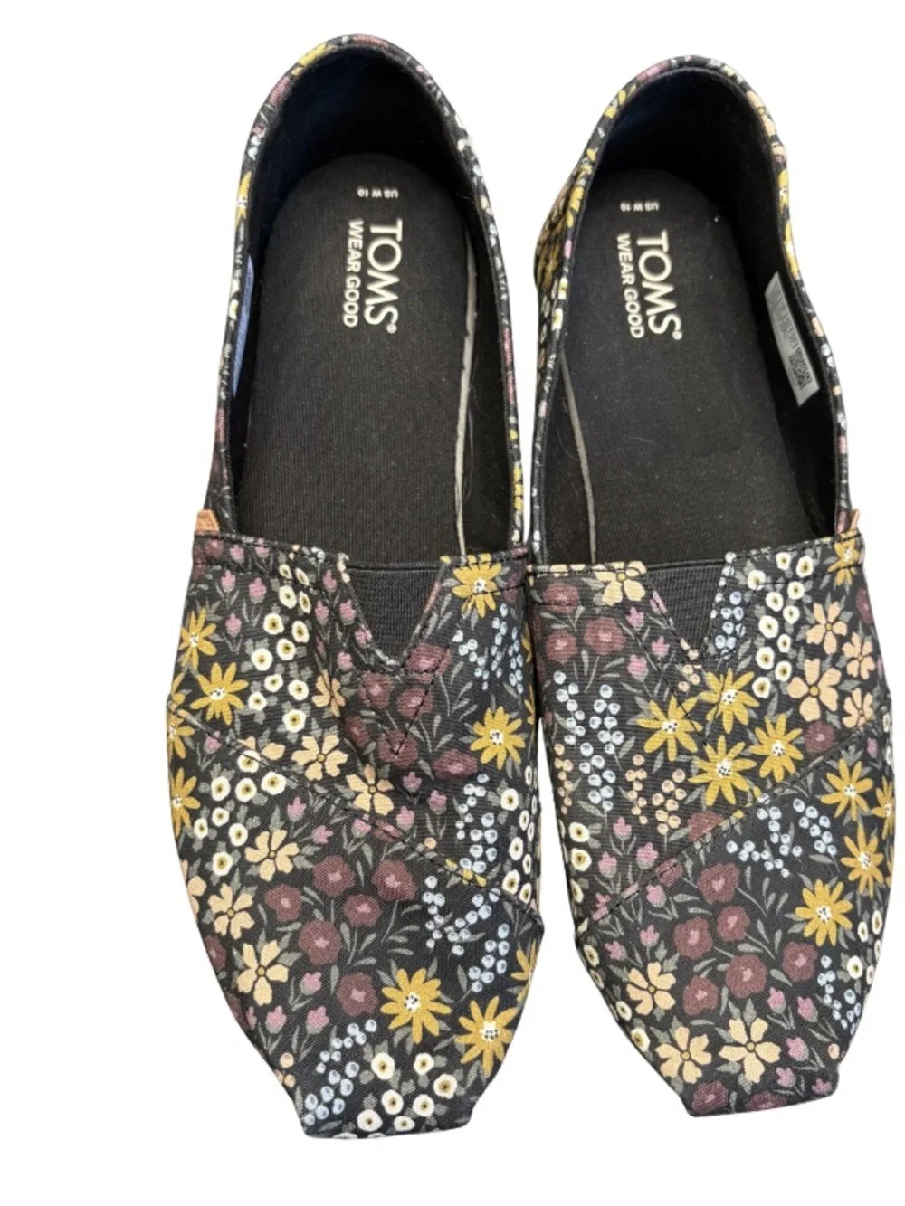 Toms Floral Slip-On Flats in Black Multicolor